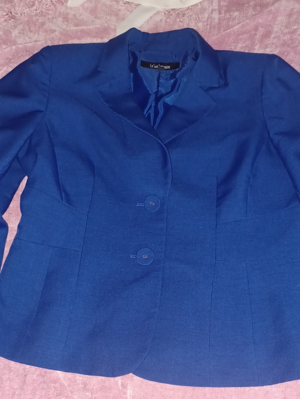 Le Suit Seperates  Blue Button Up Suit Jacket Sz 12 Petite